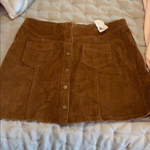 Brown Corduroy button up skirt size large